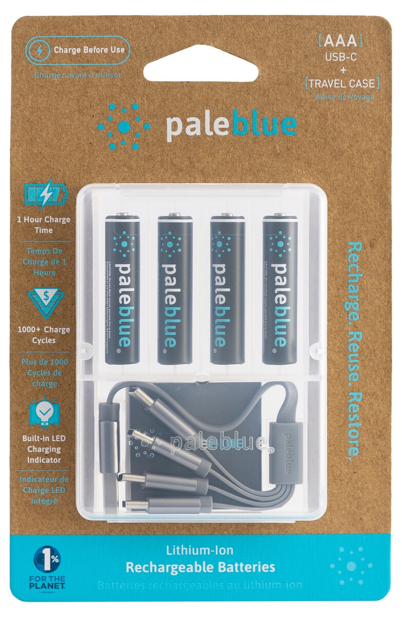 Pale Blue AAA Ladattavat paristot USB-C, 4 kpl