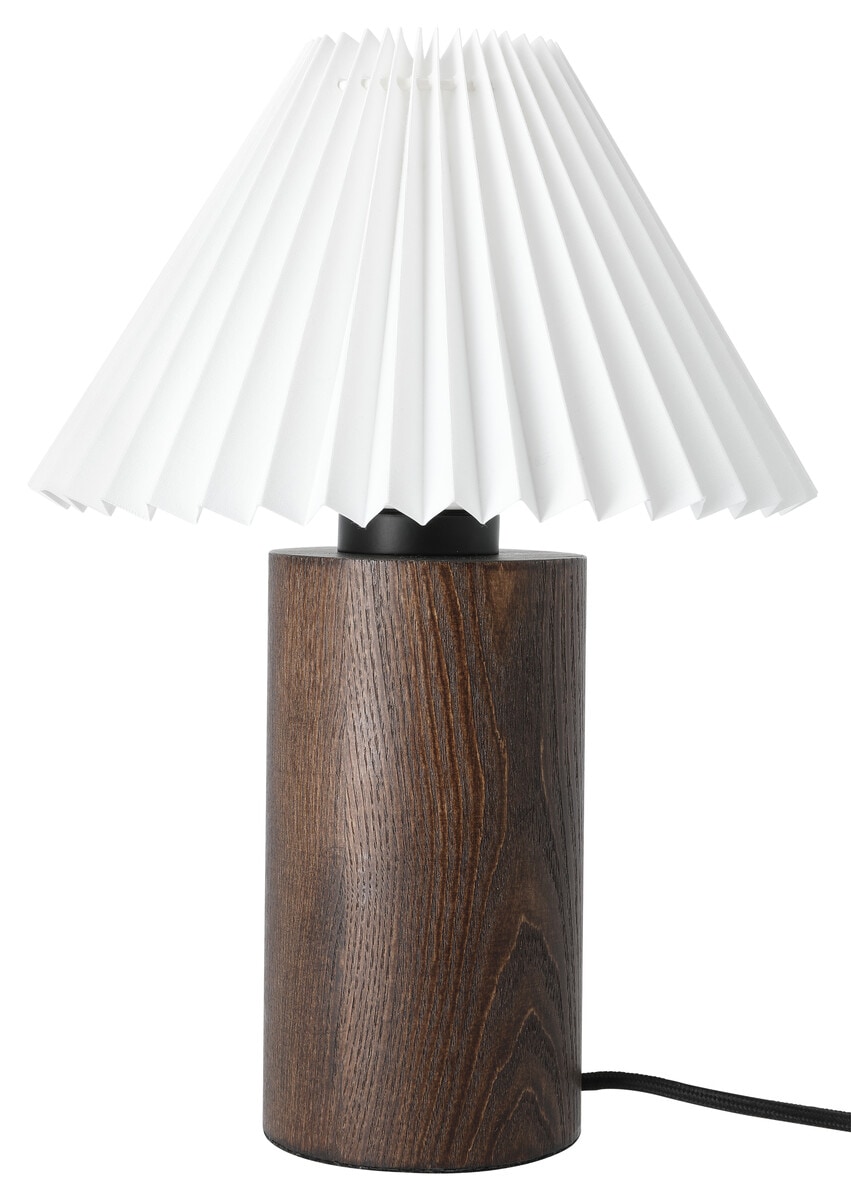 Clas Ohlson Bordslampa i trä med plisserad lampskärm Northlight