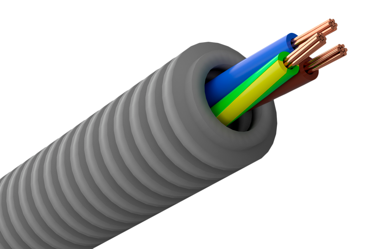 Trukket flexslange med FQ-kabel Amokabel 3G1,5 mm2