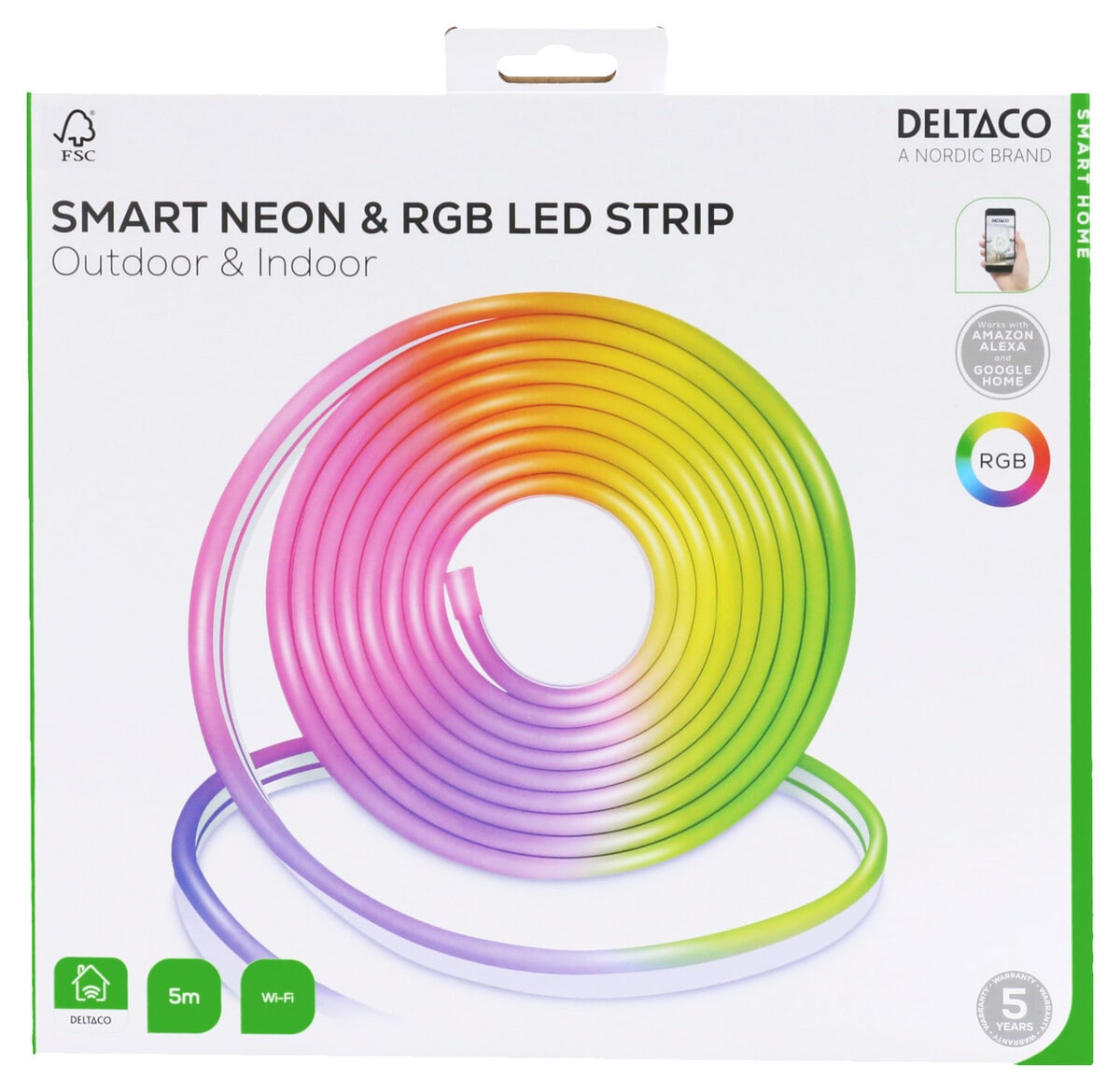 Deltaco Smart LED-list neon RGB utomhus, 5 meter