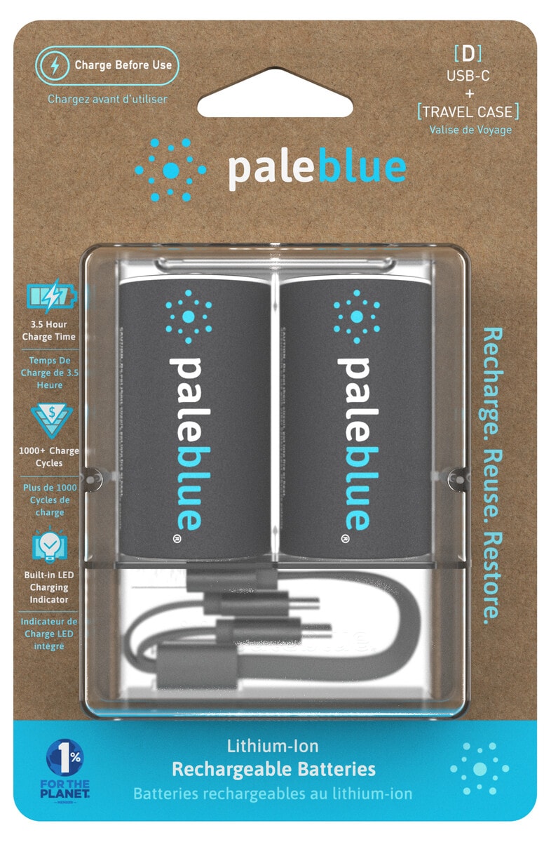 Pale Blue D laddningsbara batterier USB-C, 2-pack