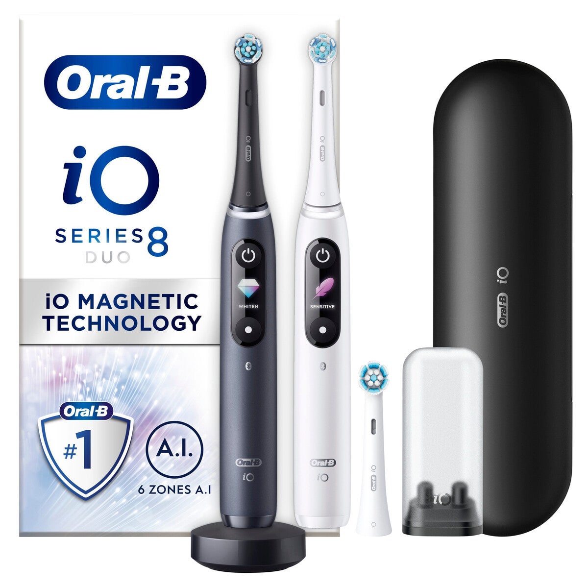 Oral-B iO 8s Duo Sähköhammasharja, 6 harjaustilaa, 2 kpl