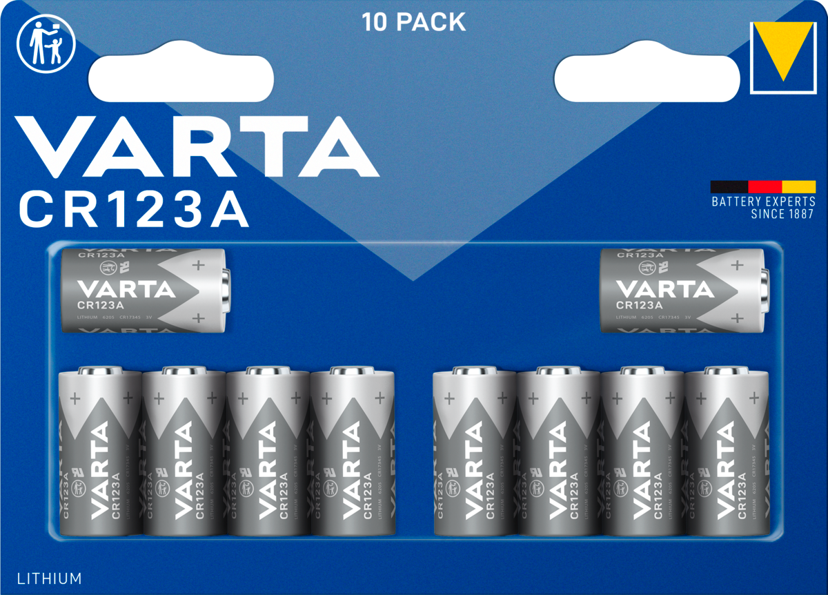 Litiumbatteri VARTA CR123A, 10-pack