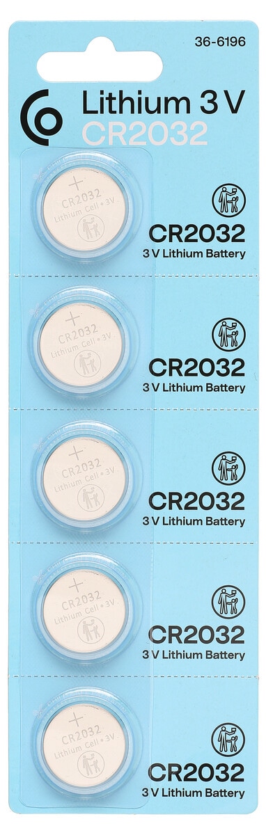 CR2032 litiumbatteri 3 V, 5-pakning