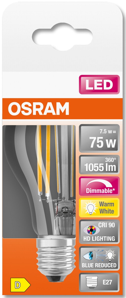 Himmennettävä lamppu LED E27 Osram, lämpimän valkoinen