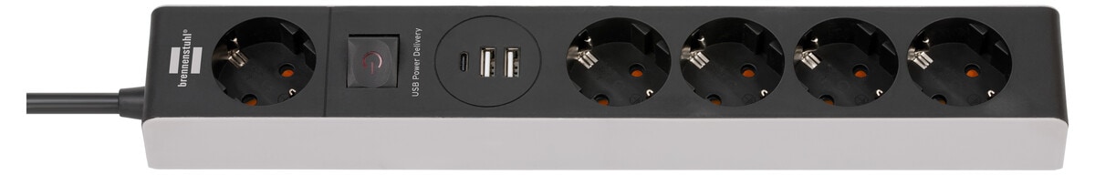 Brennenstuhl 5-osainen jatkojohto, USB-C ja USB-A, 1,5 m