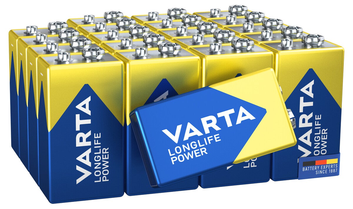 Varta Longlife Power 9V-batterier, 20-pakning