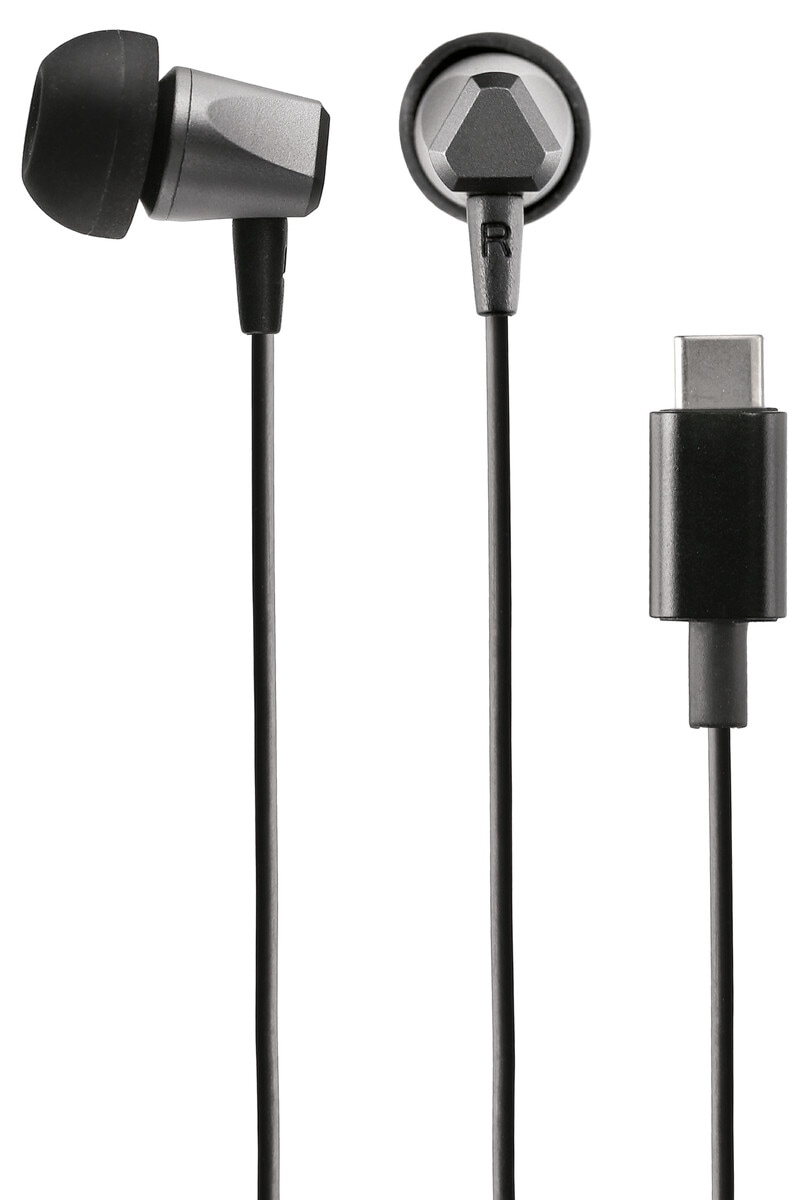 In ear-headset med mikrofon, USB-C, svart