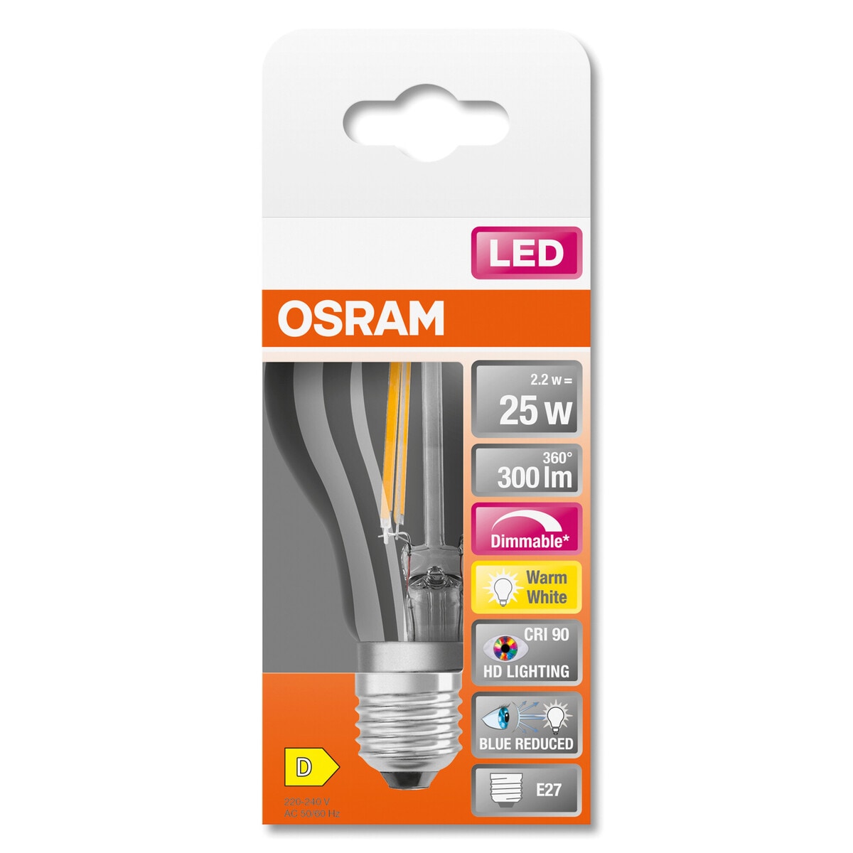 Himmennettävä lamppu LED E27 Osram, lämpimän valkoinen