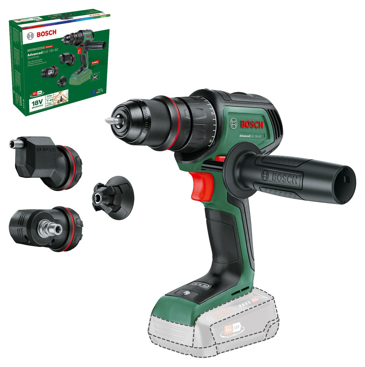 Bosch AdvancedDrill 18V-80 drill med QuickSnap