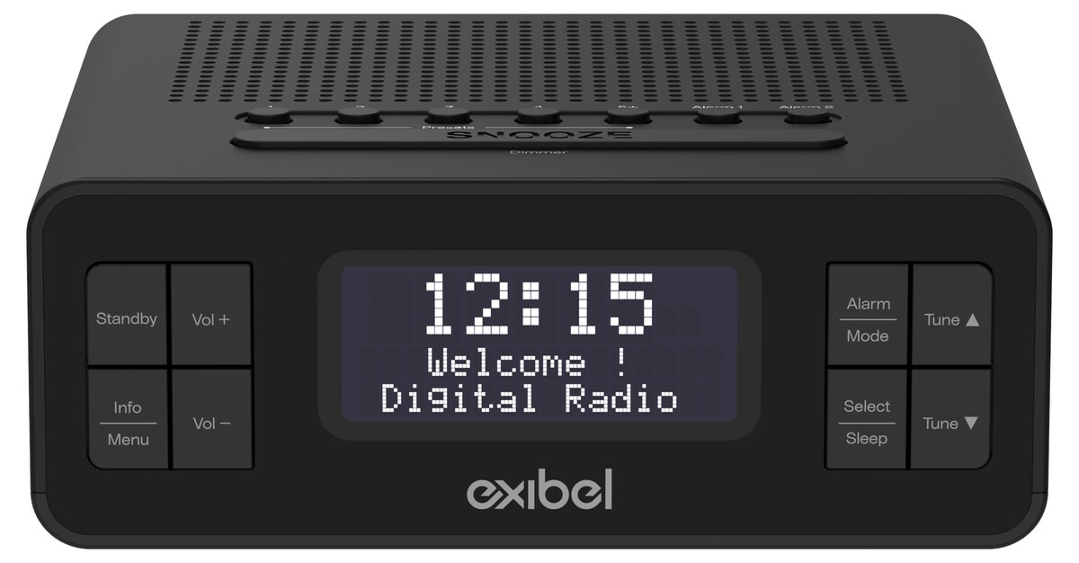 Klokkeradio med DAB+ og FM radio, Exibel