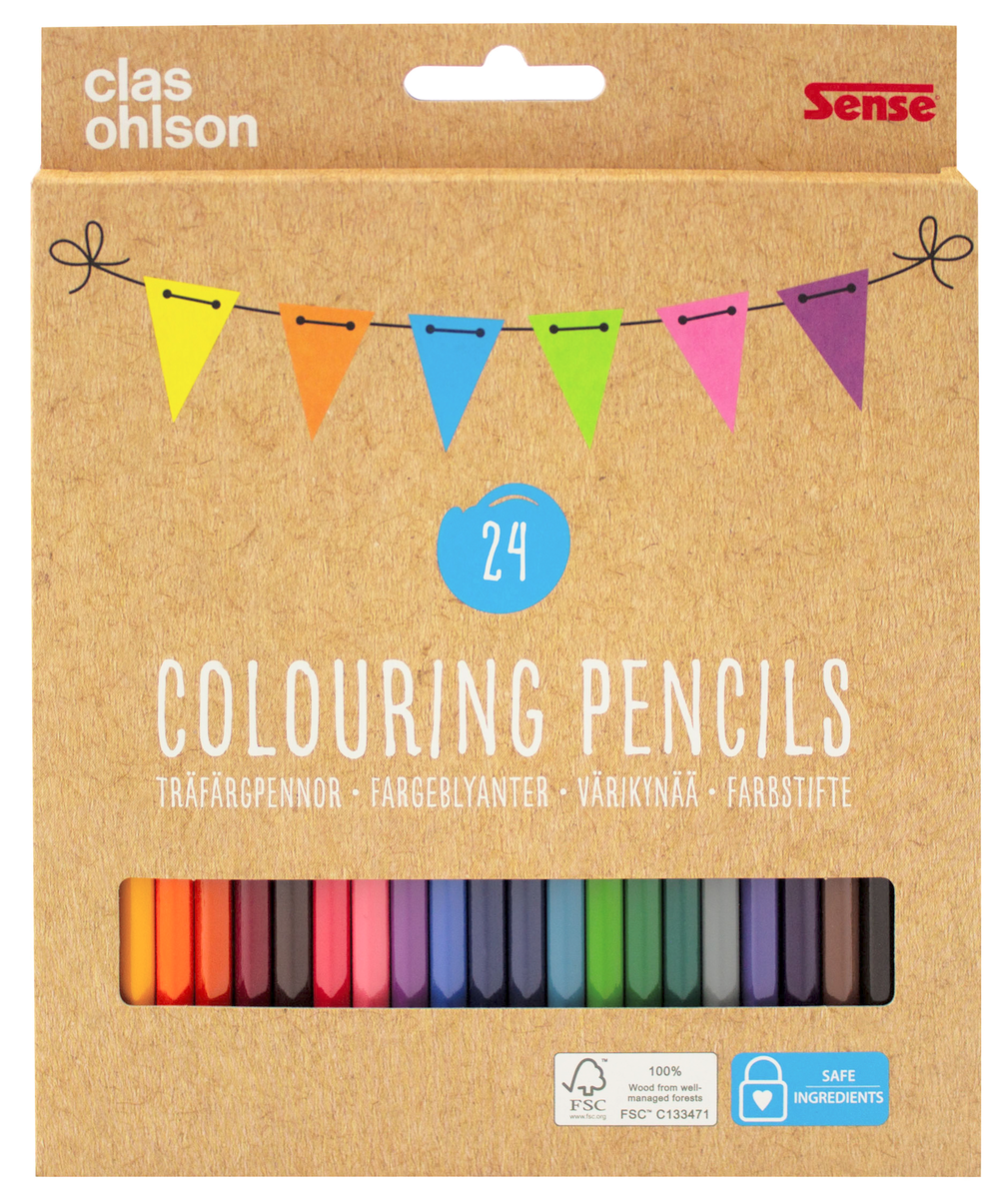 Clas Ohlson Färgpennor i trä för barn 24-pack