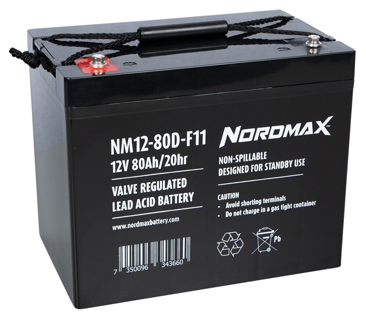 Nordmax AGM-batteri 12 V, 80 Ah