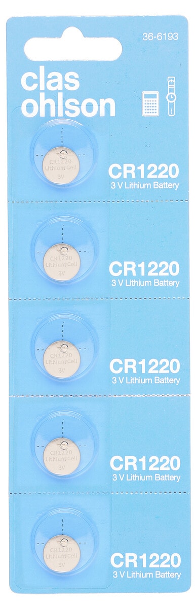CR1220 litiumbatteri 3 V, 5-pakning