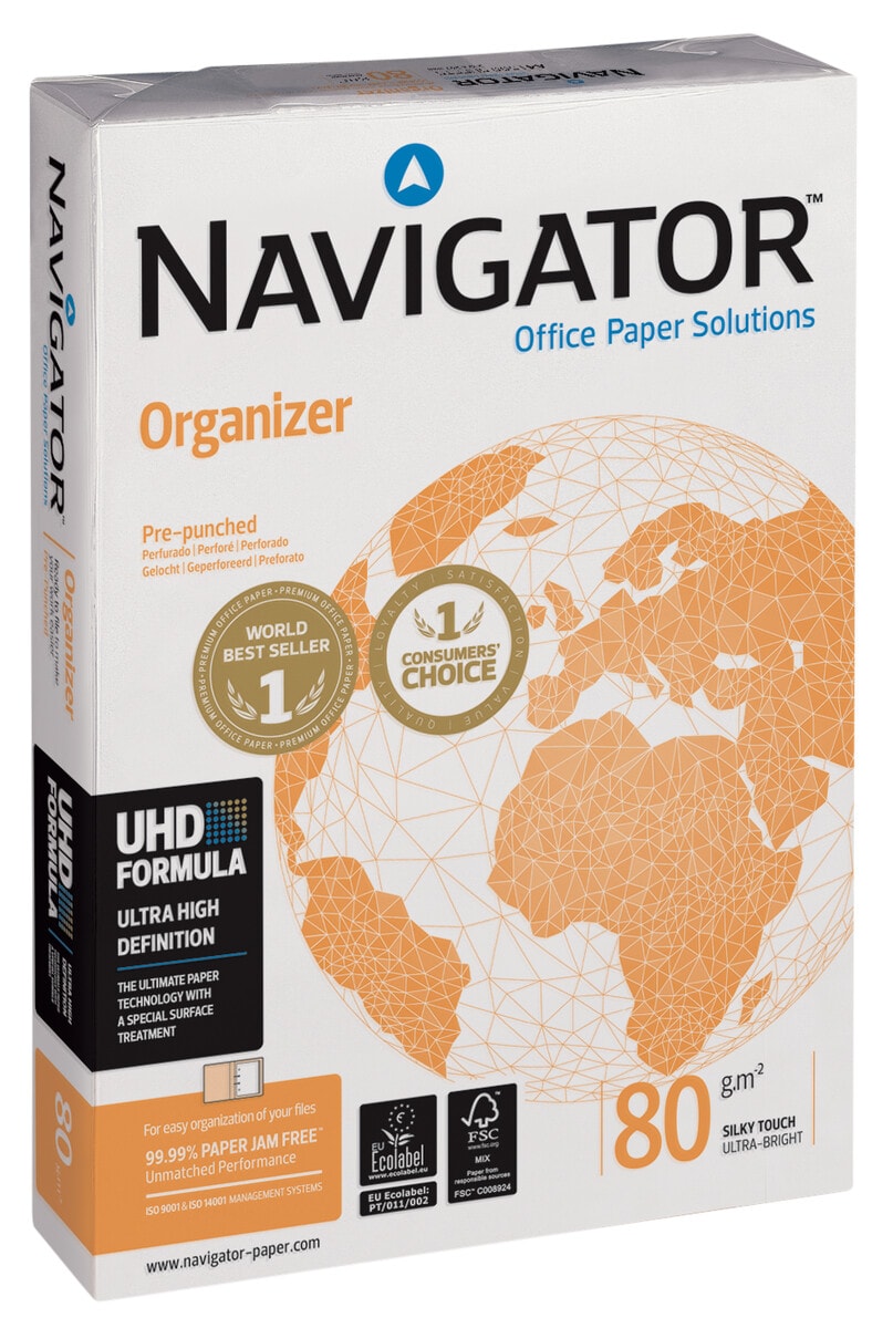 Navigator Universal skrivarpapper, hålat A4 80 g/m2