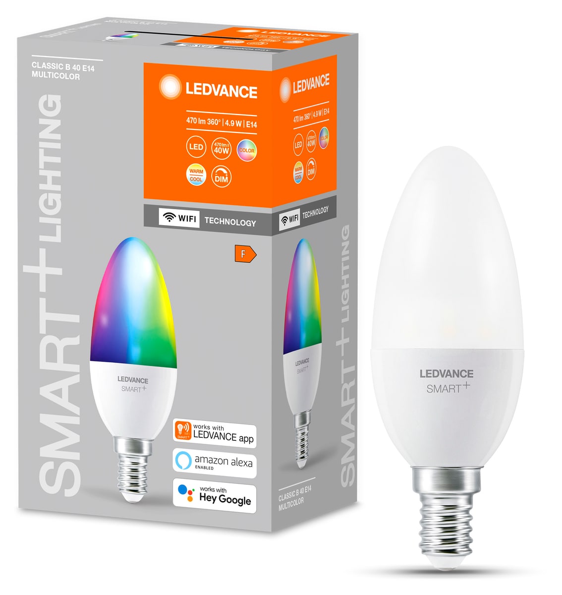 Ledvance Smart+ WiFi dimbar lyspære LED RGBW E14 4,9 W