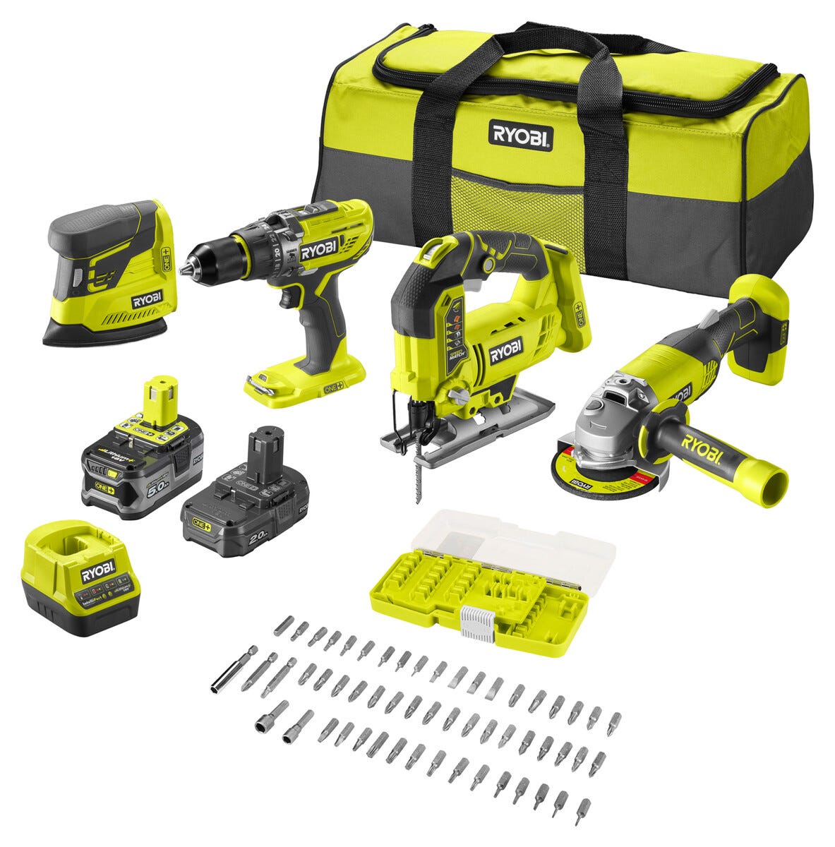 Ryobi Verktygspaket 18 V R18CK4F 252S 9 Delar Clas Ohlson