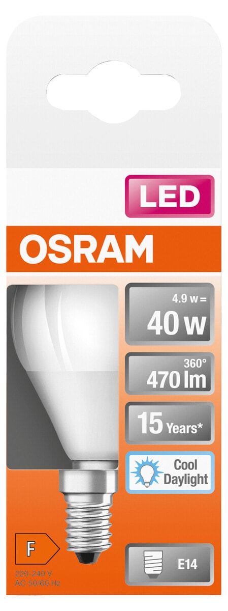 Klotlampa LED E14 4,9 W Osram, kallvit