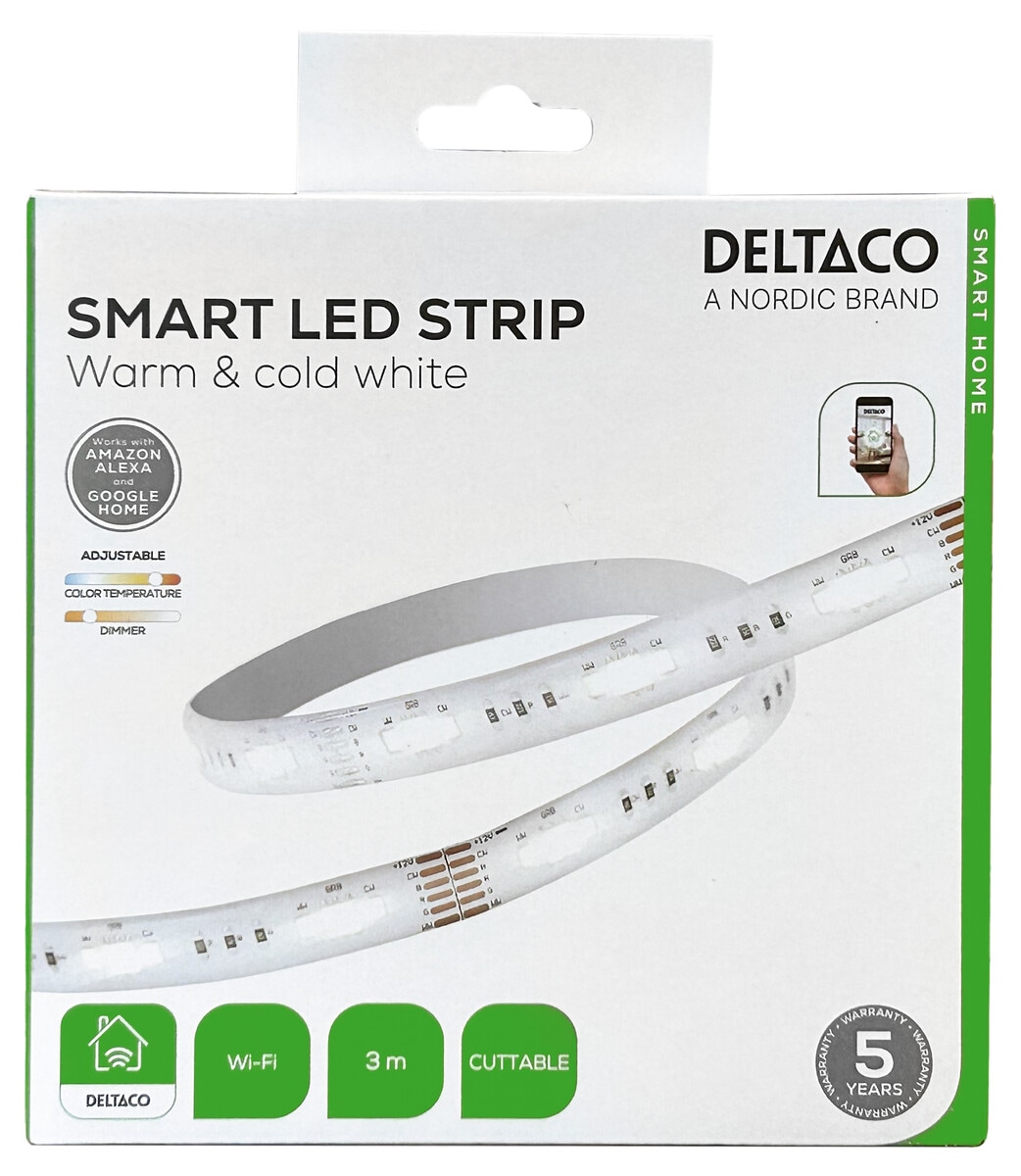 Deltaco Smart LED-valonauha 9 W SH-CHLS3M, sisälle, 3 m