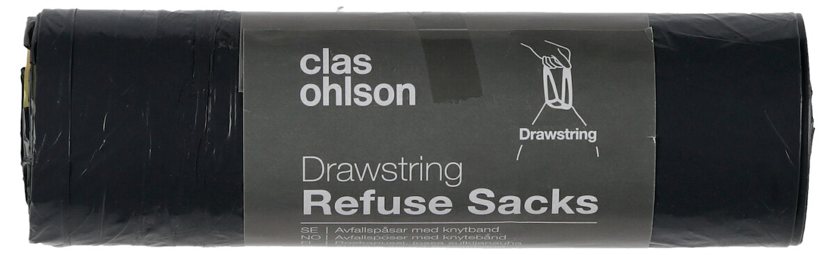 Clas Ohlson Avfallspåsar med knytband 40 l, 15-pack