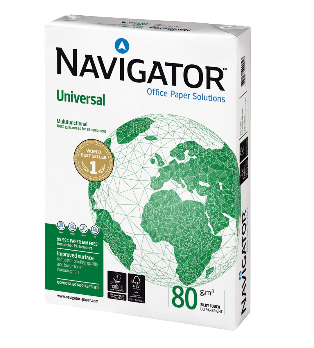Navigator Universal skrivarpapper ohålat, 80 g/m²