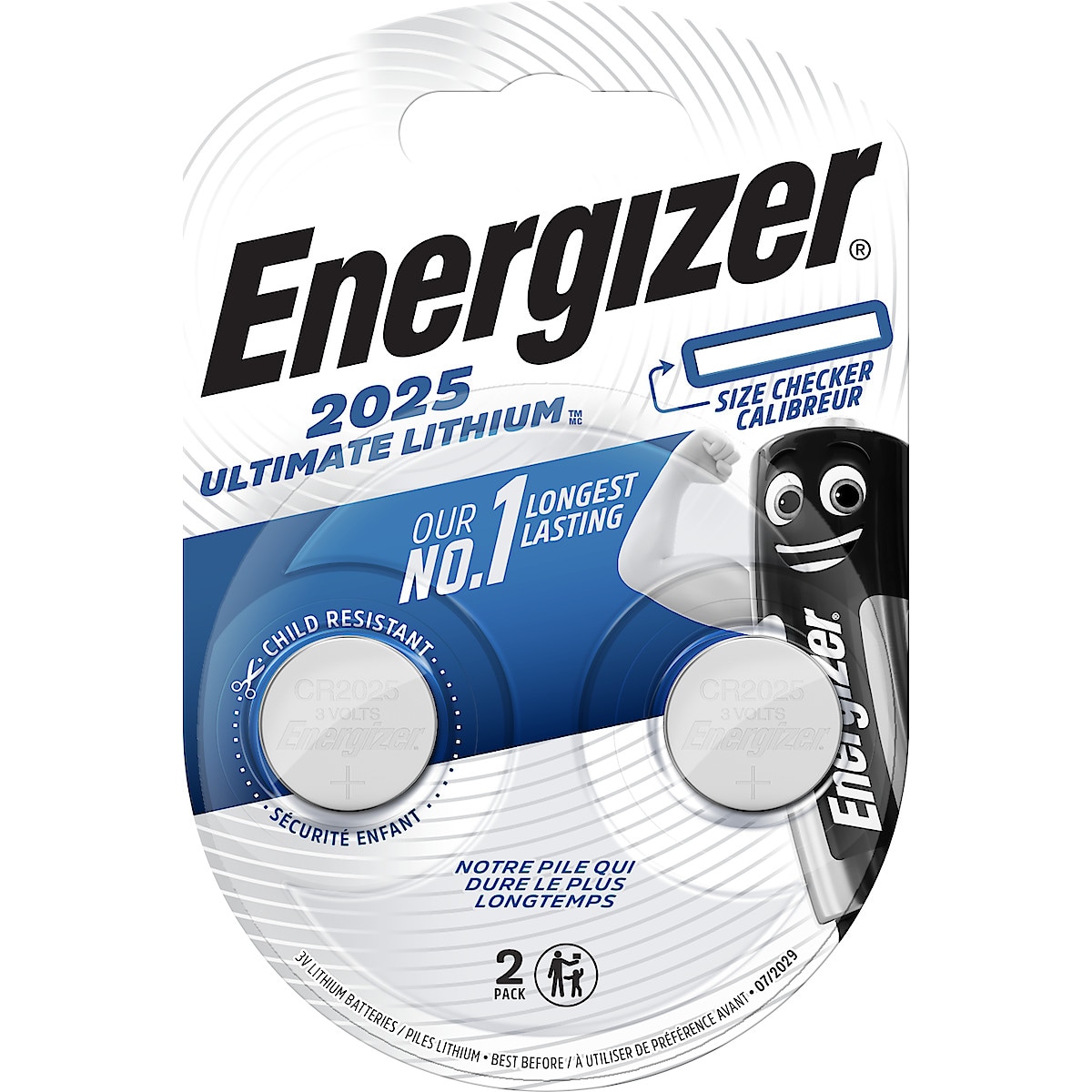 Energizer CR2025 litiumbatteri 3 V, 2-pakning