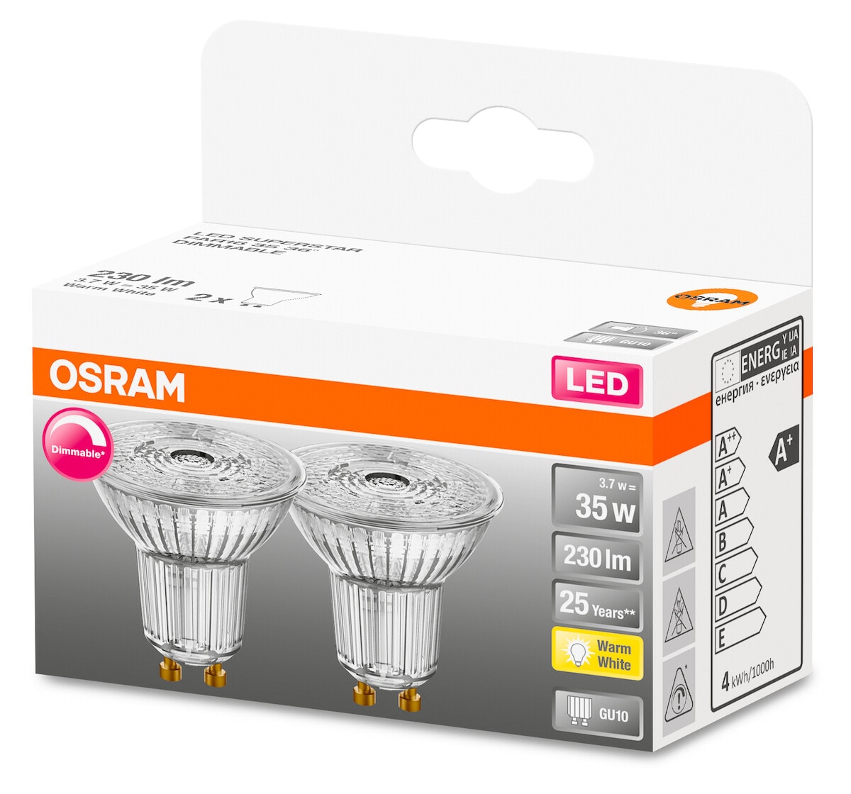 Dimbar LED GU10 Osram, 2-pack