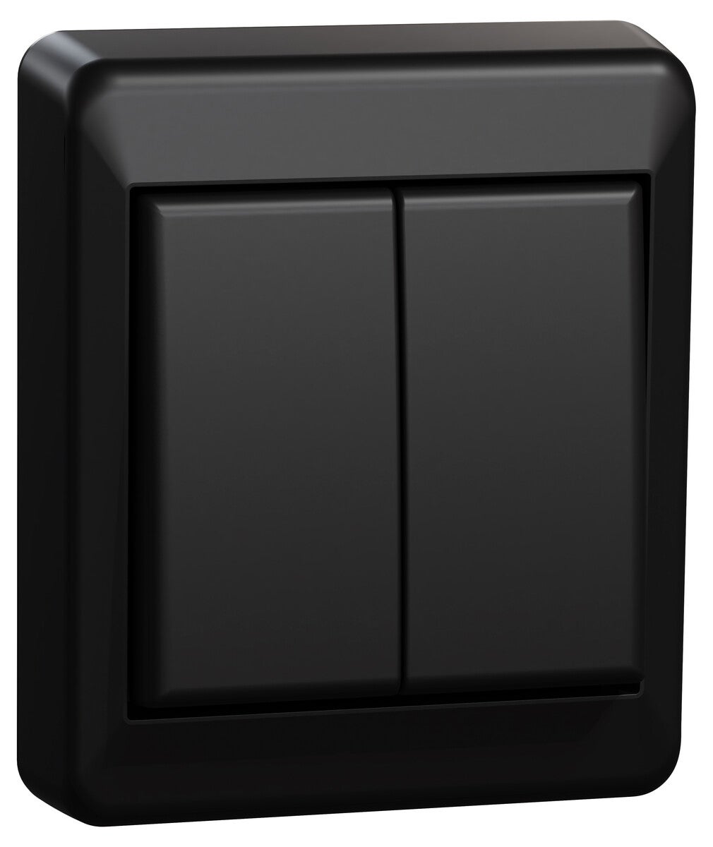 Elko RS utanpåliggande strömbrytare kron, svart
