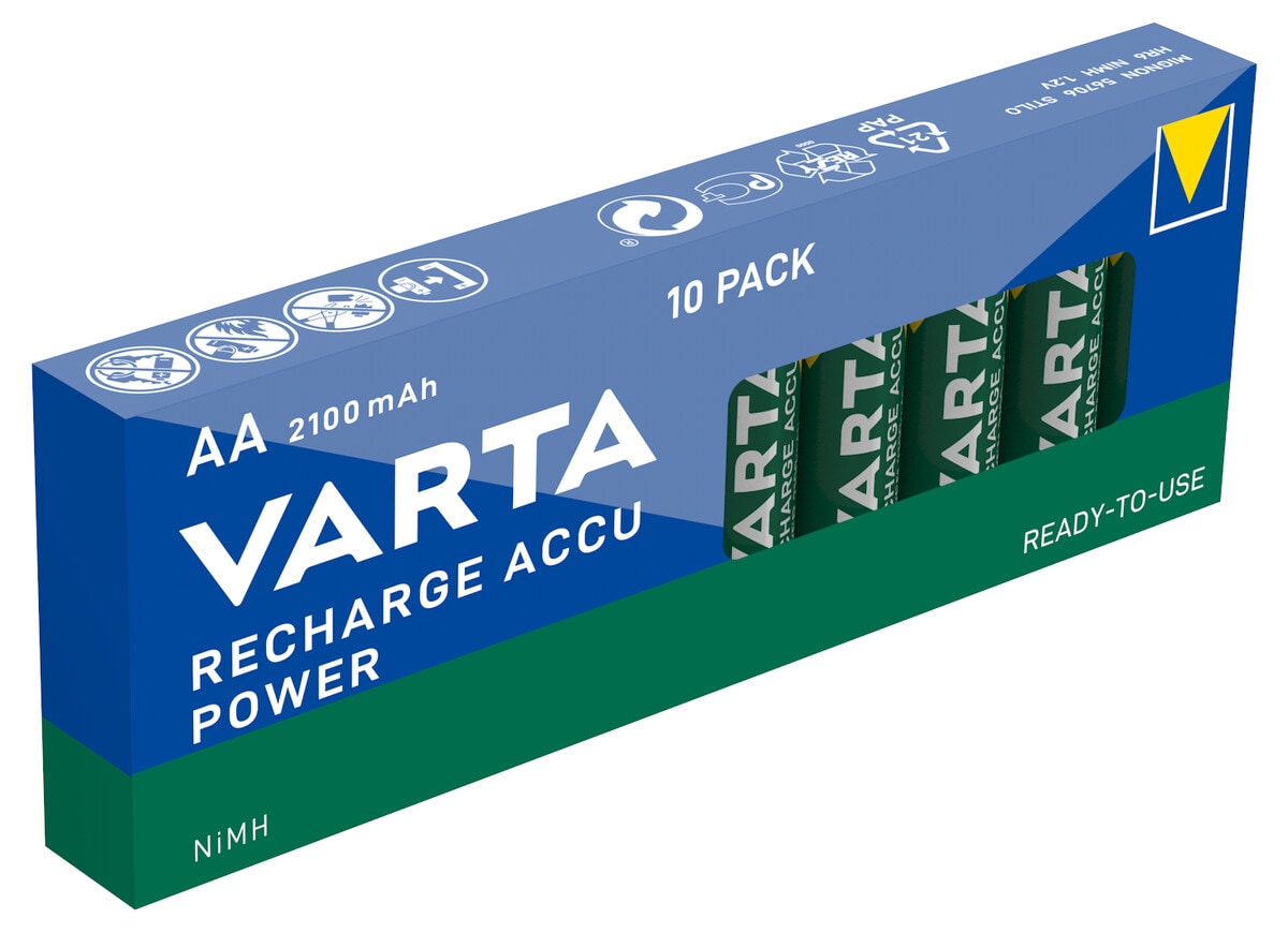 Varta Power oppladbare AA/HR6-batterier, 10-pakning