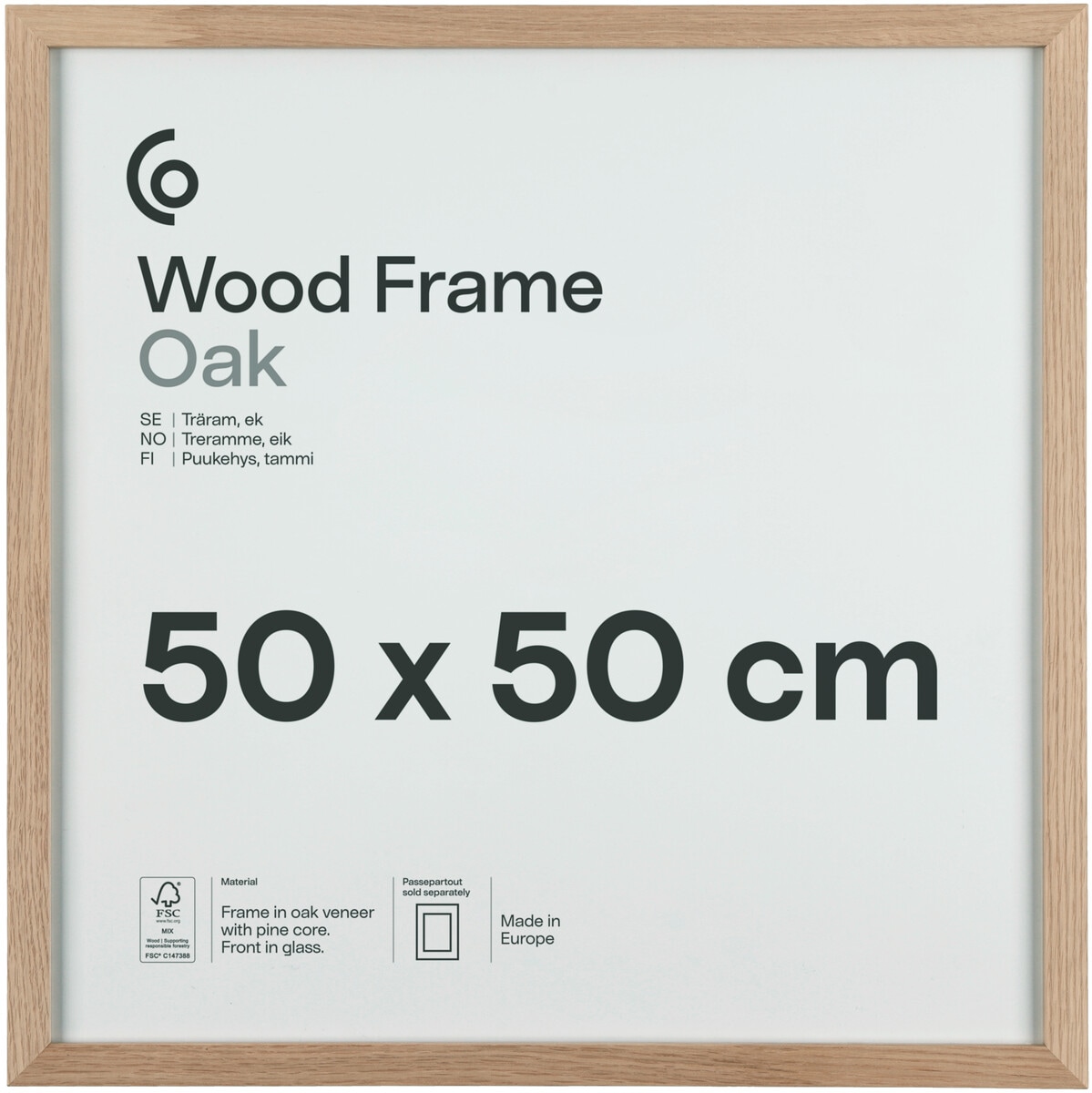 Clas Ohlson Kvadratisk fotoram trä FSC 50x50 cm