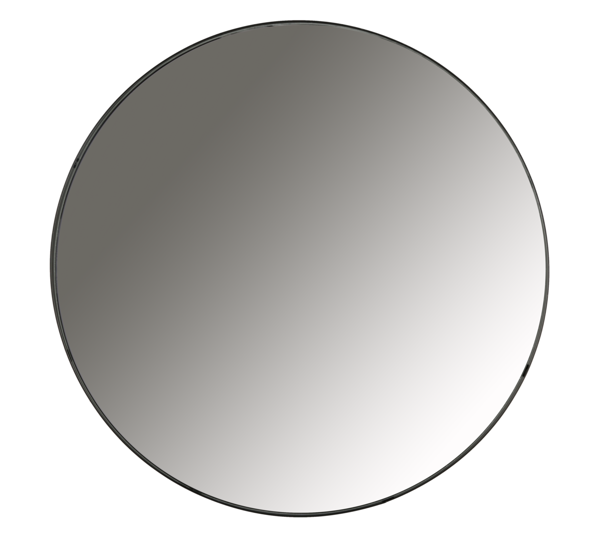 Stort rund speil i svart ramme, 75 cm