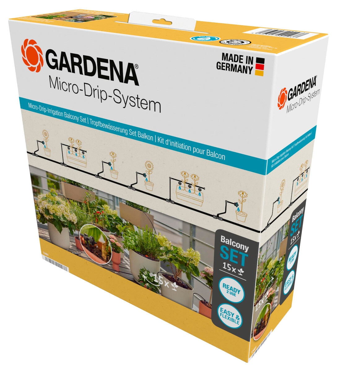 Gardena Micro-Drip vanningssystem for balkongplanter, 15 planter