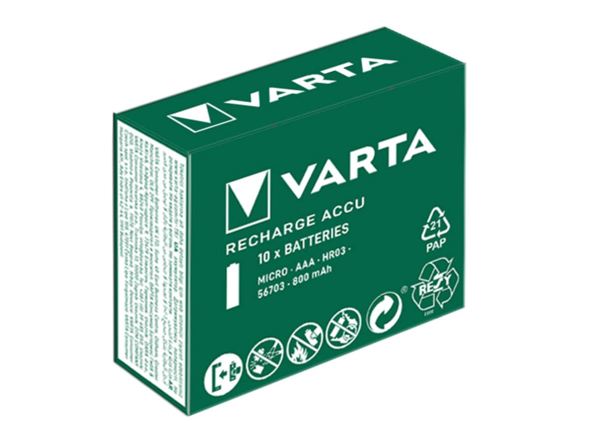 Varta Power laddningsbara AAA/HR03-batterier, 10-pack
