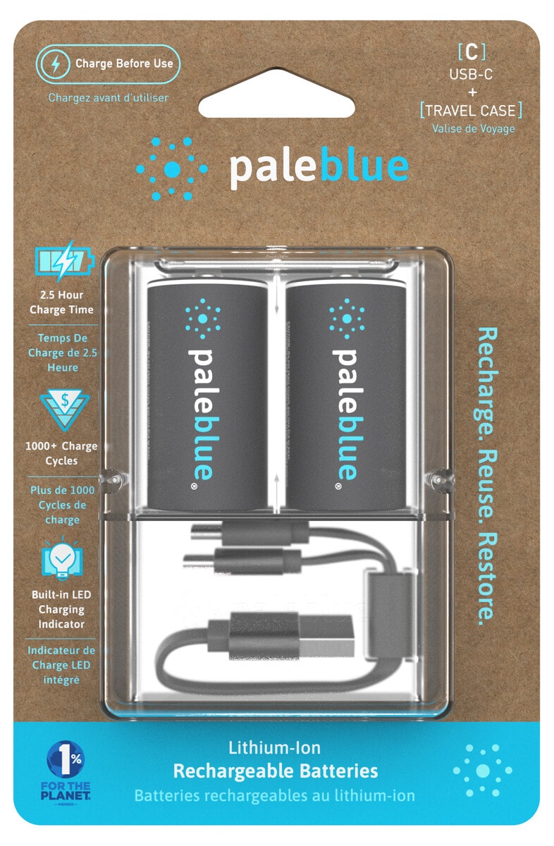 Pale Blue C laddningsbara batterier USB-C, 2-pack