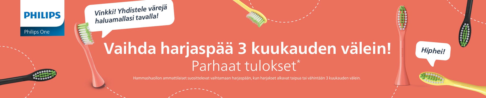Philips One - Vaihda harjaspää 3 kuukauden välein!