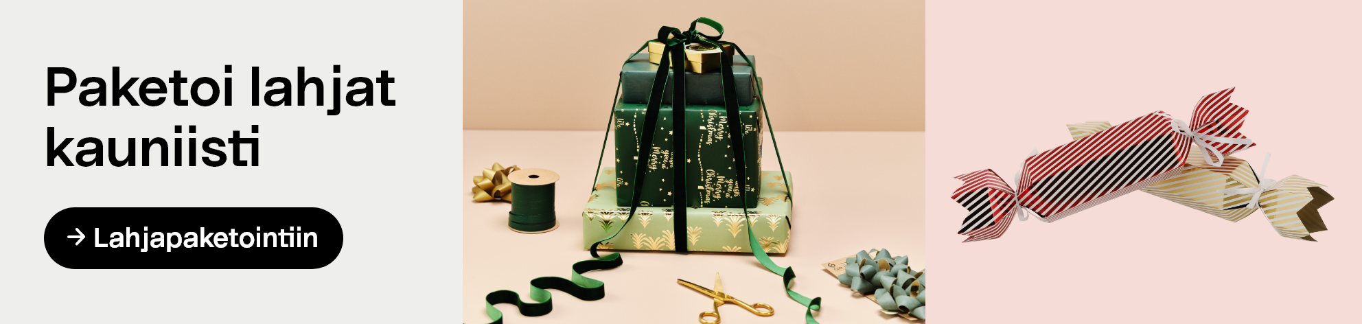  Paketoi lahjat kauniisti Joulupaperit, narut ja kortit