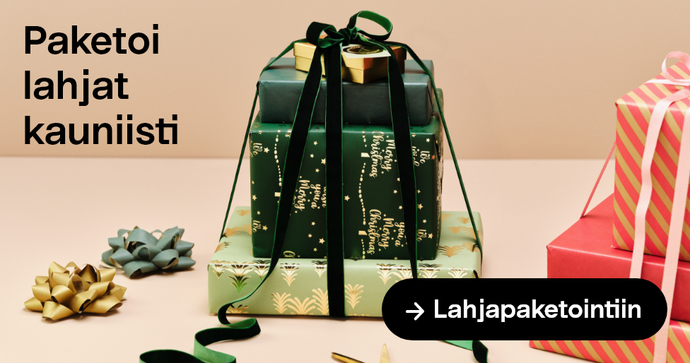  Joulupaperit, narut ja kortit Paketoi lahjat kauniisti