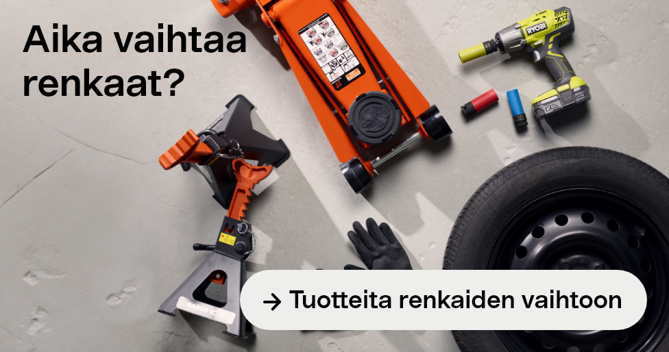 Copy: Aika vaihtaa renkaat? CTA: → Tuotteita renkaiden vaihtoon