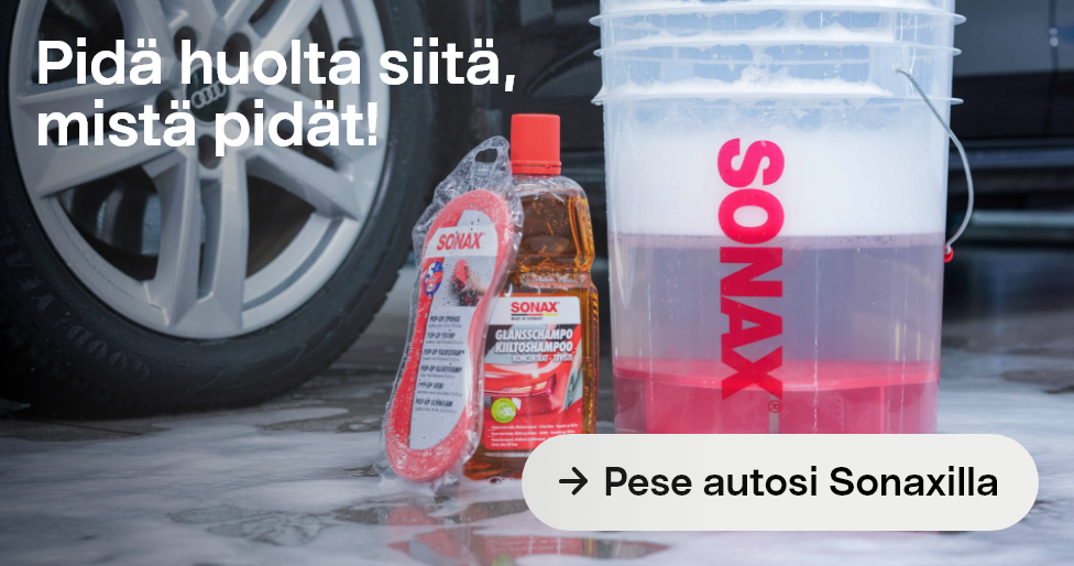 Copy: Pidä huolta siitä, mistä pidät! CTA: Pese autosi Sonaxilla