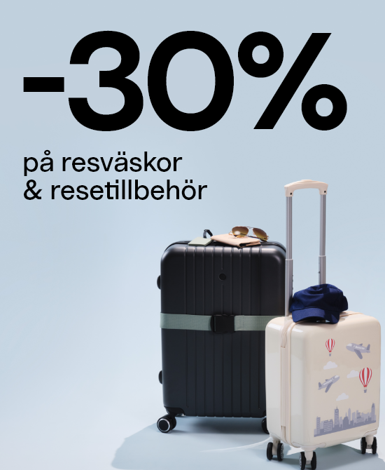  -30% på resväskor och resetillbehör.  Allt för din resa!