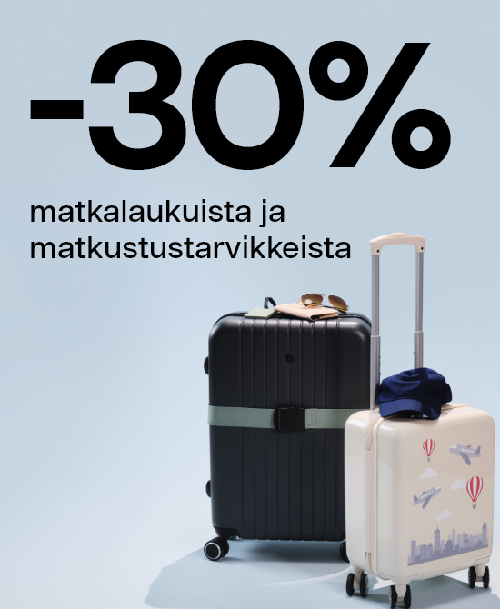  -30 % matkalaukuista ja matkustustarvikkeista. Kaikkea matkalle!