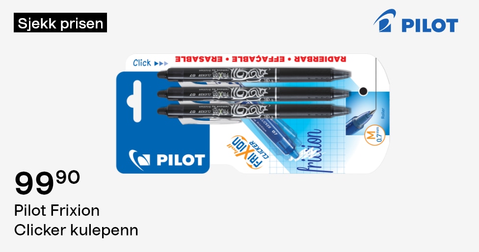 Pilot Frixion Clicker kulepenn, 3-pack