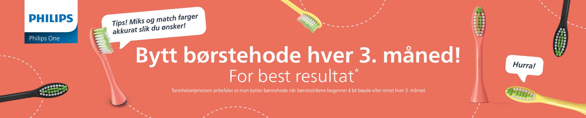 Philips One - Bytt børstehode hver 3. måned!