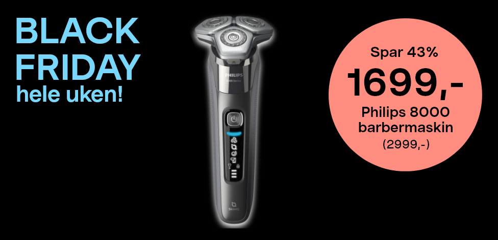 BLACK FRIDAY hele uken! Spar 43% 1699,- Philips 8000 barbermaskin (2999,-)