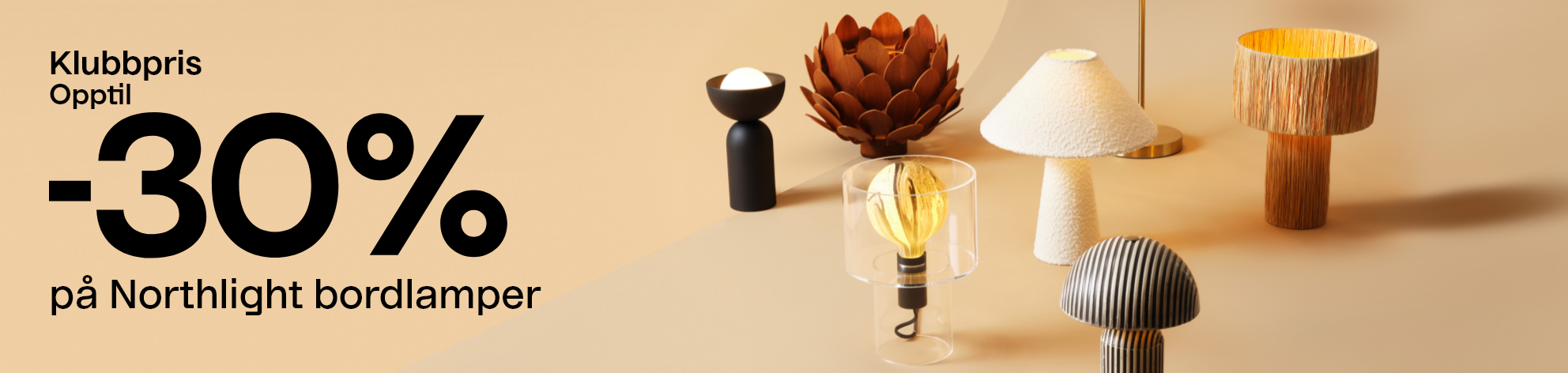 Klubbpris opptil -30 % på Northlight bordlamper. Finn lampen din her!