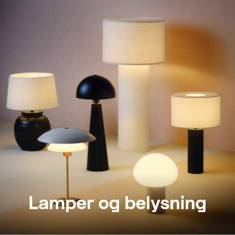 Copy: Lamper og belysning
            Bild: En gruppe bordlamper i ulike størrelser og former, plassert i et mykt opplyst miljø med fokus på moderne og klassiske designalternativer.
