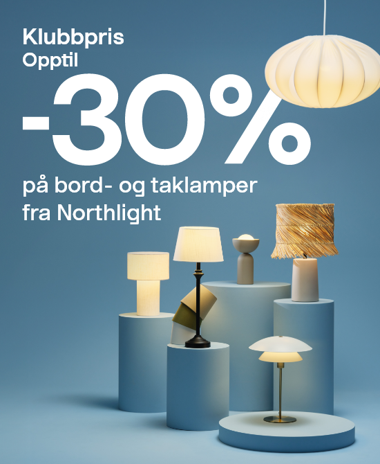 Klubbpris Opptil -30 % på bord- og taklamper fra Northlight.