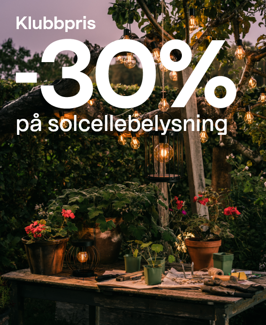  Klubbpris -30 % på solcellebelysning. Kjøp solcellebelysning her.
