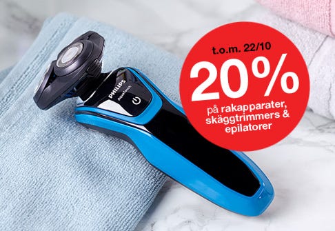 20% på rakapparater, trimmers & epilatorer