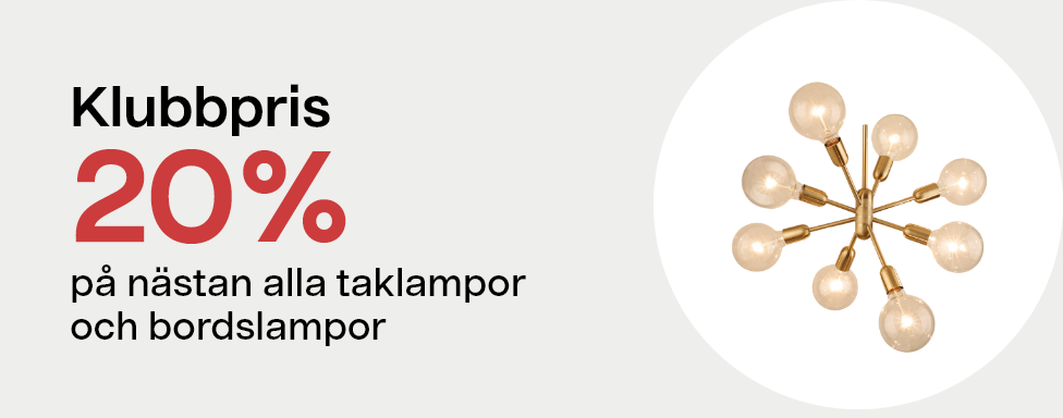 20% på bords- och taklampor